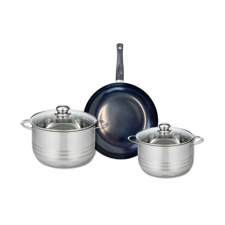 Batterie de cuisine Prima Brillant en aluminium et inox - 20/24/28 cm