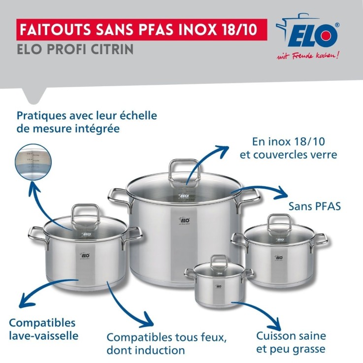 Batterie de cuisine Profi Citrin en inox - 6 pièces
