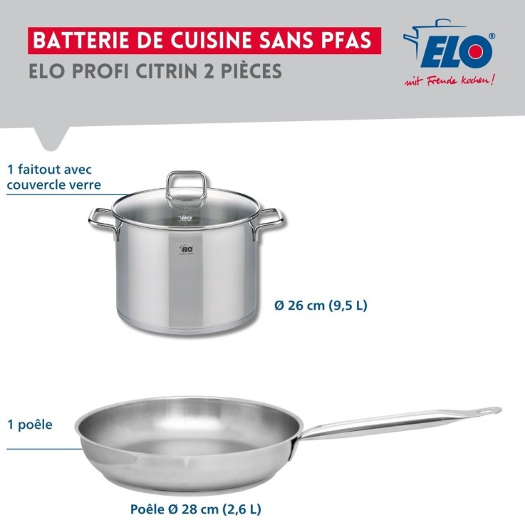 Ensemble poêle et faitout Profi Citrin en inox - 28 cm - 26 cm