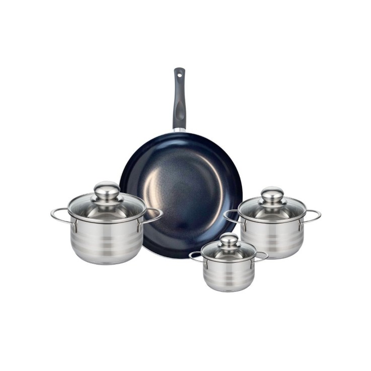 Batterie de cuisine Prima Brillant en aluminium et inox - 12, 14, 16 et 28 cm