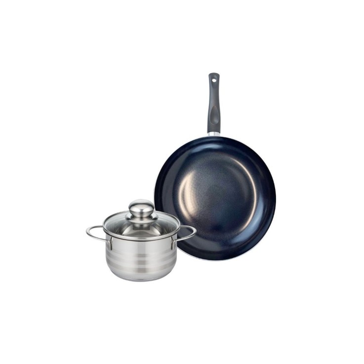 Batterie de cuisine Prima Brillant en aluminium et inox - 28 cm - 16 cm