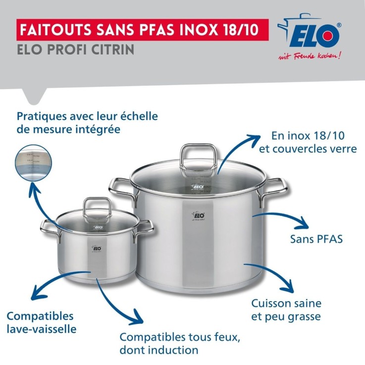 Batterie de cuisine Profi Citrin en inox - 32, 16 et 26 cm