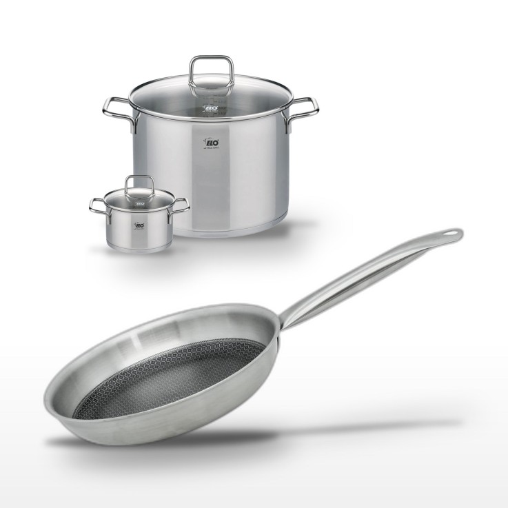 Batterie de cuisine Relief Solution en inox - 14, 26 et 28 cm