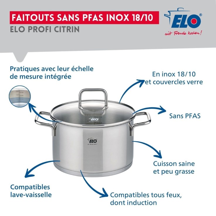 Batterie de cuisine Profi Therm Citrin en inox - 14, 24 et 32 cm