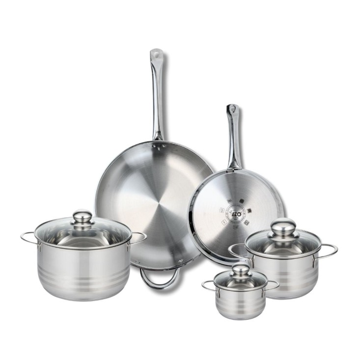 Batterie de cuisine Profi Brillant en inox - 2 poêles et 3 faitouts