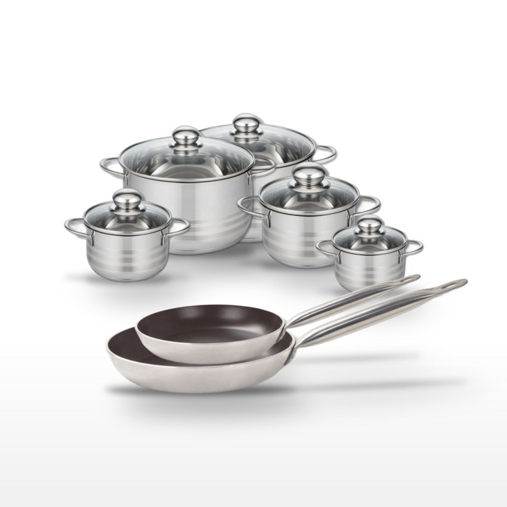 Batterie de cuisine Bistro Line en aluminium et inox - 7 pièces - noire