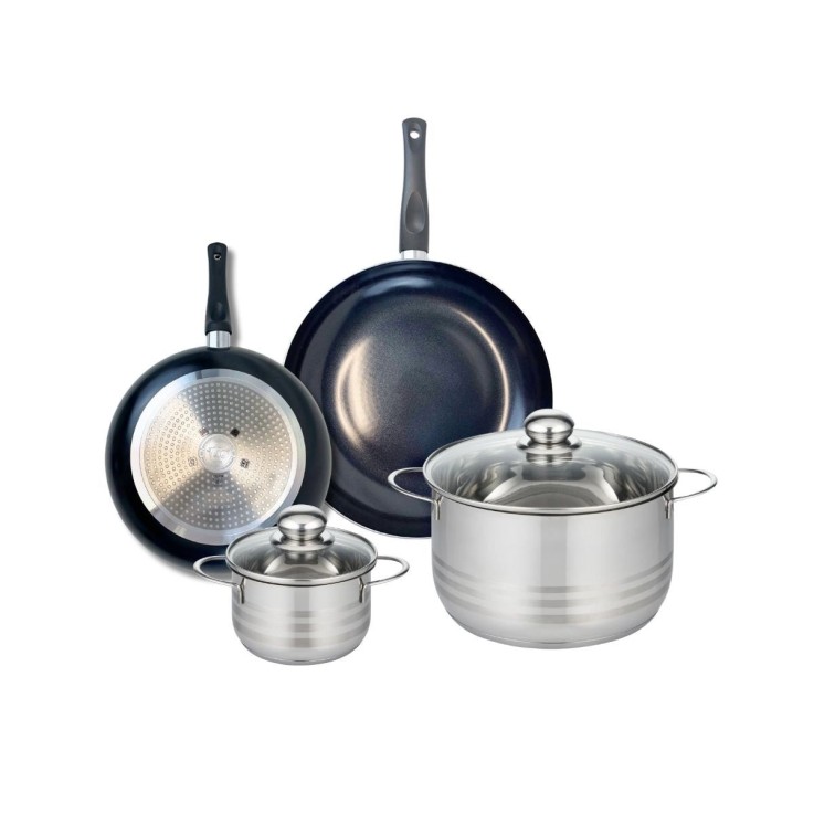 Batterie de cuisine Prima Brillant en aluminium et inox - 6 pièces - noire