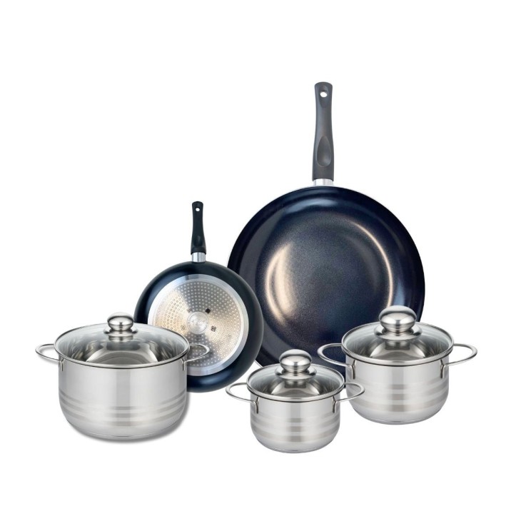 Batterie de cuisine Prima Brillant en aluminium et inox - 5 pièces