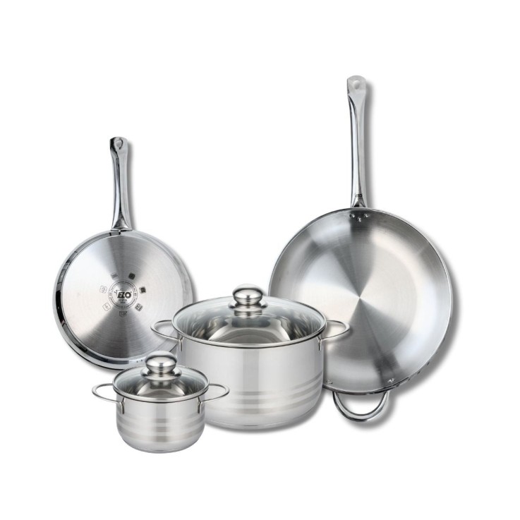 Batterie de cuisine Profi Brillant en inox - 2 poêles et 2 faitouts