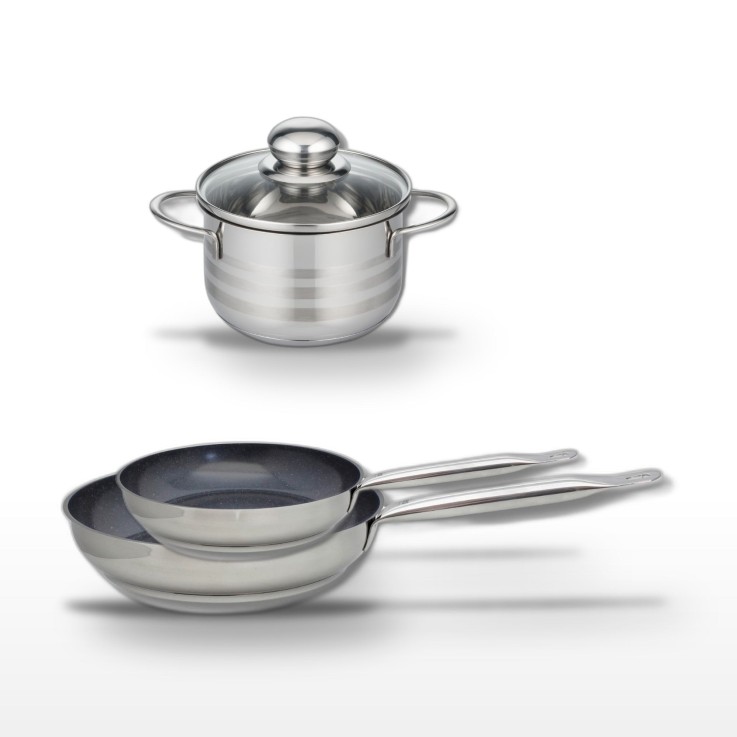 Batterie de cuisine Profi Therm Platinum en inox 18/10 - 24/28/14 cm - grise