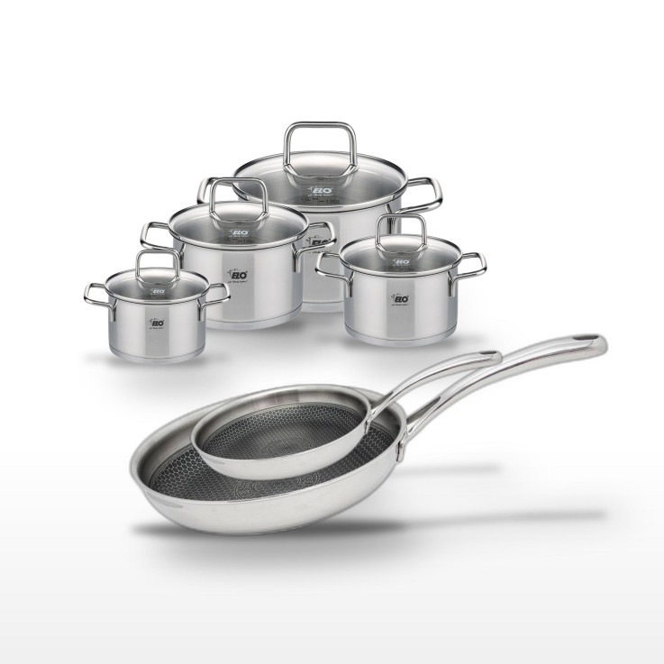 Batterie de cuisine Relief Evolution et Citrin en inox