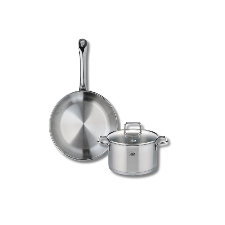 Batterie de cuisine Profi Citrin en inox - poêle 28 cm et faitout 20 cm - 3,4 L