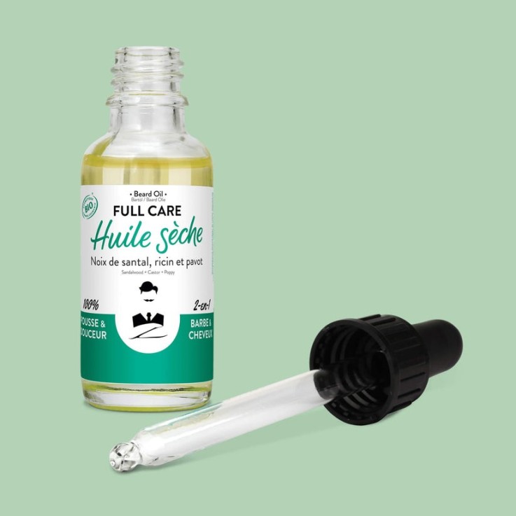 Huile sèche Bio à Barbe & Cheveux Full care (30ml)