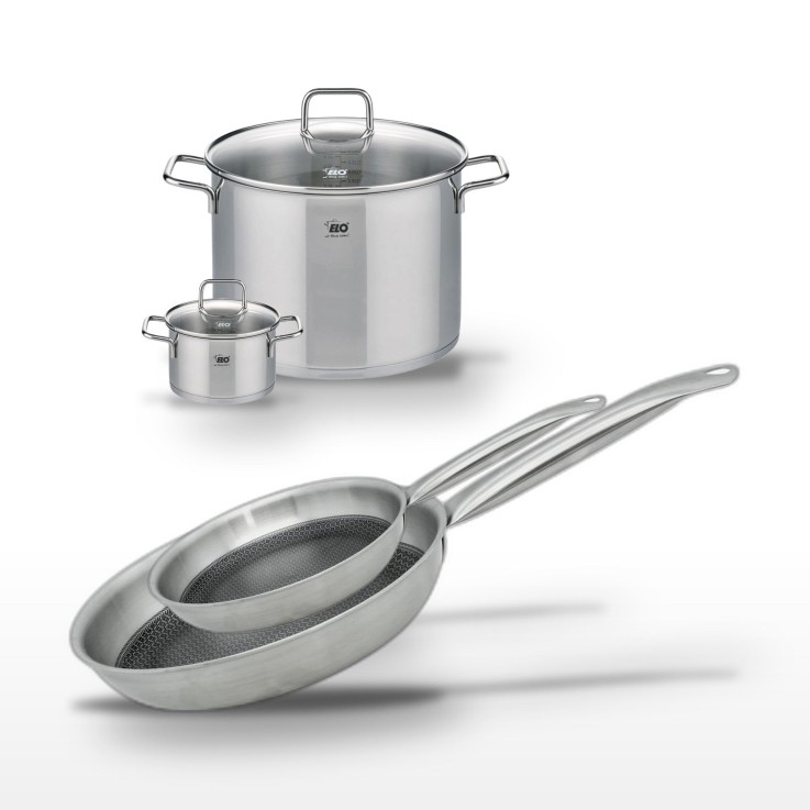 Batterie de cuisine Relief Solution en inox - 14, 24, 26 et 28 cm - noir