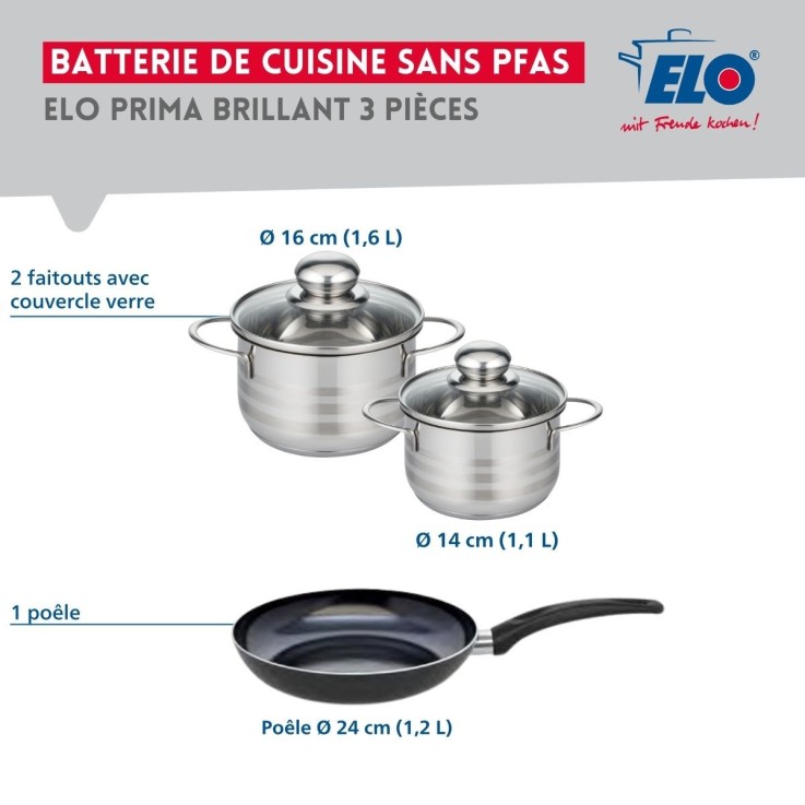Batterie de cuisine Prima Brillant en aluminium et inox