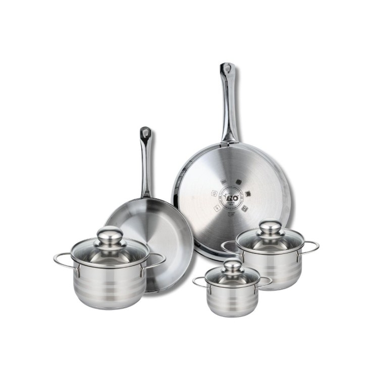 Batterie de cuisine Profi Brillant en inox - 2 poêles et 3 faitouts