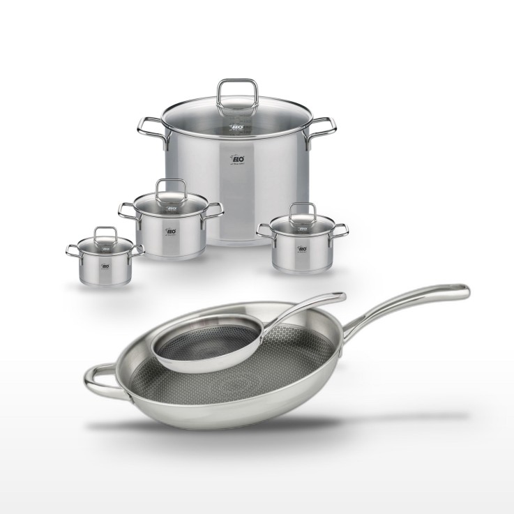 Batterie de cuisine Relief Evolution en inox - 24/32 cm - 4 faitouts