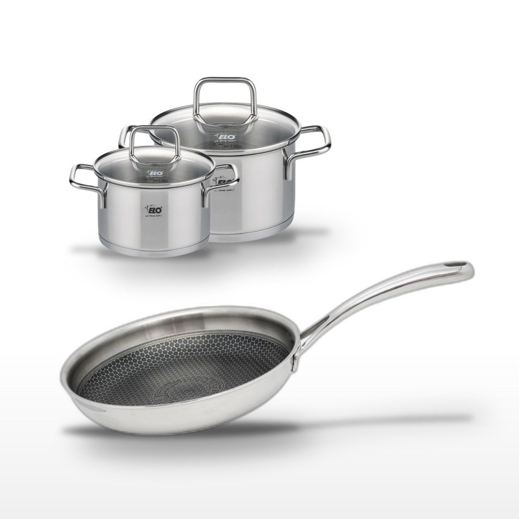 Batterie de cuisine Relief Evolution en inox - 28 cm - faitouts 20/16 cm