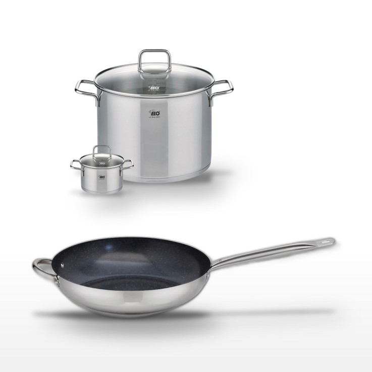 Batterie de cuisine Profi Therm Platinum et Citrin en inox et verre