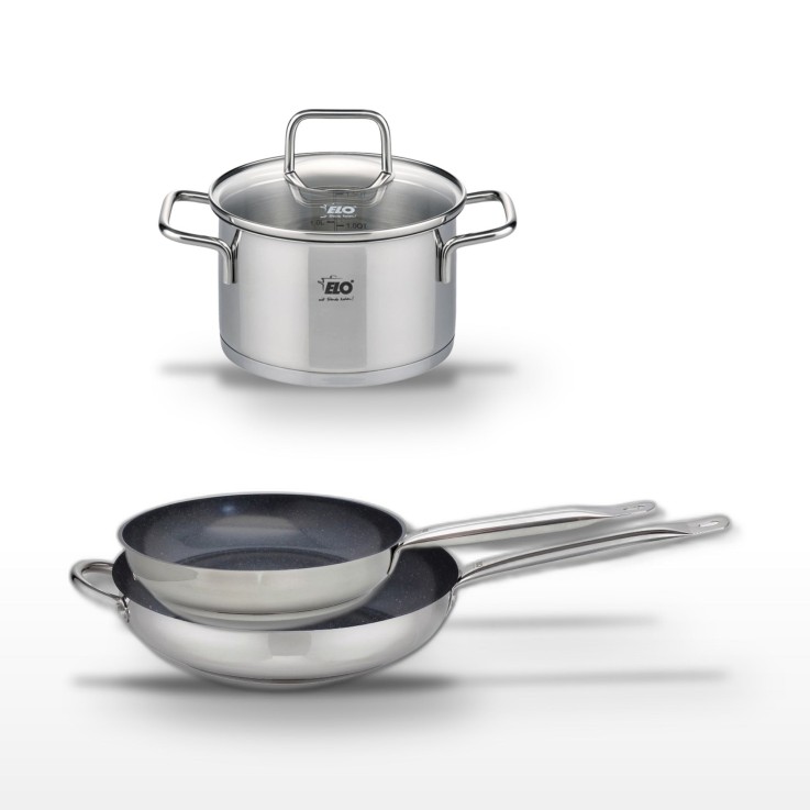 Batterie de cuisine Profi Therm Platinum en inox et céramique - 28, 32 et 14 cm