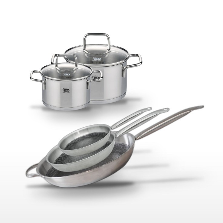 Batterie de cuisine Relief Solution en inox - lot de 5 pièces - noir