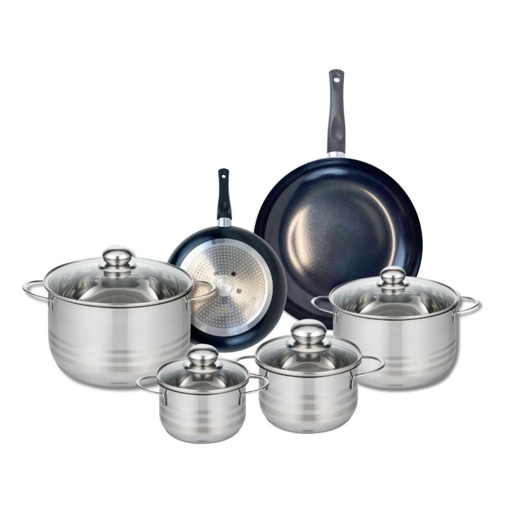 Batterie de cuisine Prima Brillant en aluminium et inox - 7 pièces - noire