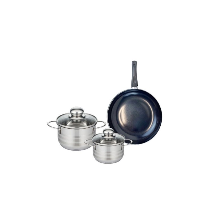Batterie de cuisine Prima Brillant en aluminium et inox - 20, 12 et 14 cm
