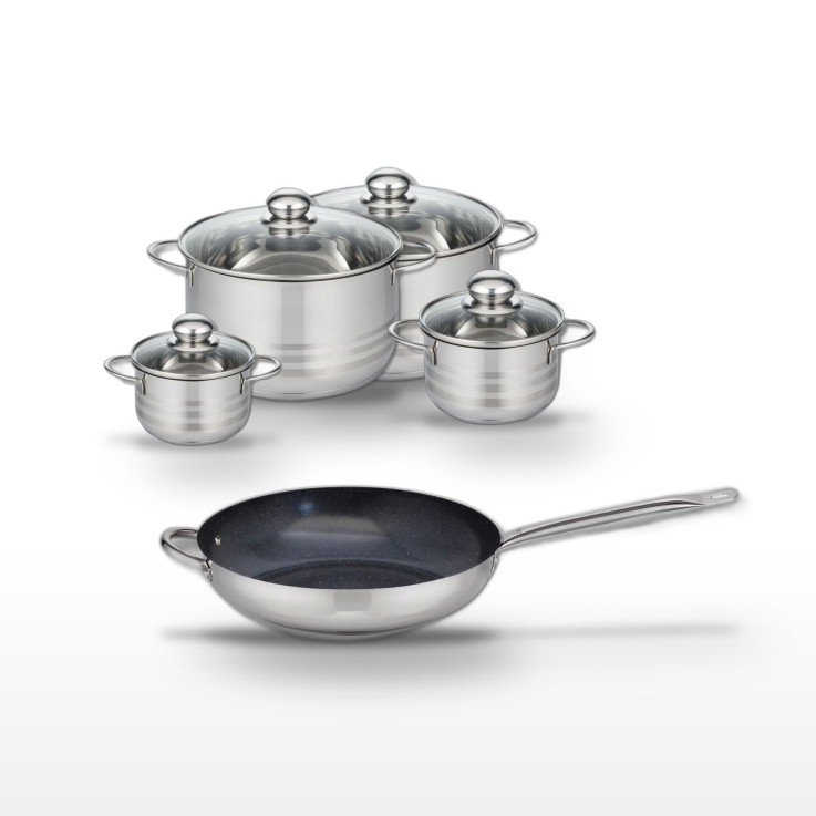 Batterie de cuisine Profi Therm Platinum en inox et céramique - 32 cm - 12/14/20/24 cm