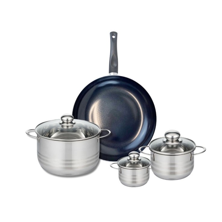 Batterie de cuisine Prima Brillant en aluminium et inox - 4 pièces