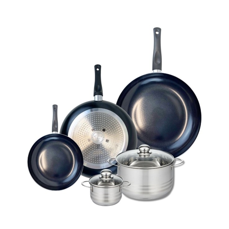 Batterie de cuisine Prima Brillant en aluminium et inox - 5 pièces - noir