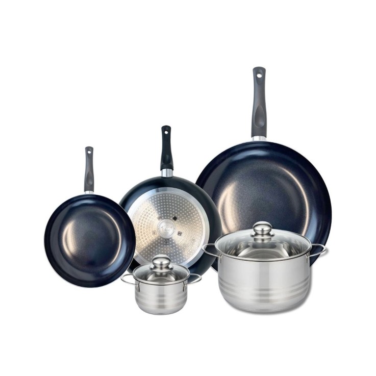 Batterie de cuisine Prima Brillant en aluminium et inox - 5 pièces - noir