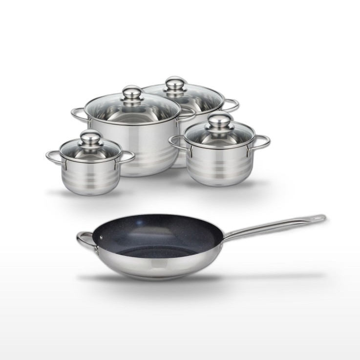 Lot de poêle et faitouts Profi Therm Platinum en inox - 5 pièces