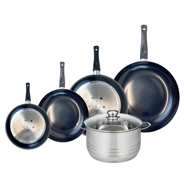 Batterie de cuisine Prima Brillant en aluminium et inox - 20-32 cm - noire