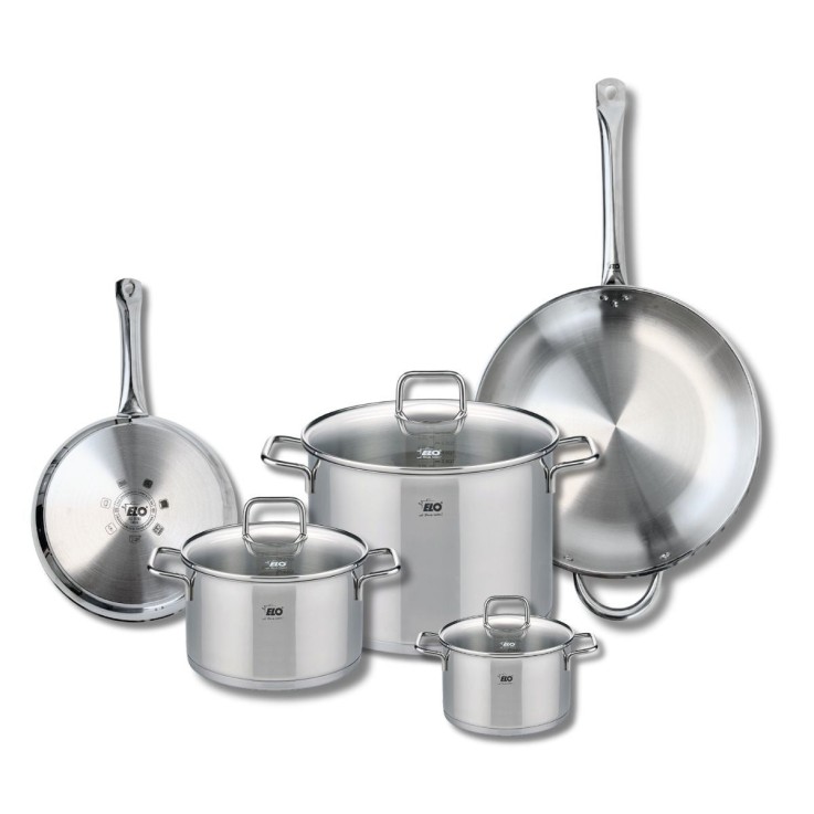Batterie de cuisine Profi Citrin en inox - poêles 24/32 cm - faitouts 14/20/26 cm