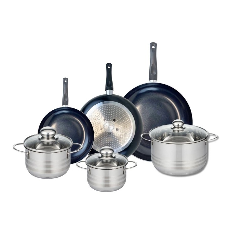Batterie de cuisine Prima Brillant en aluminium et inox - 6 pièces