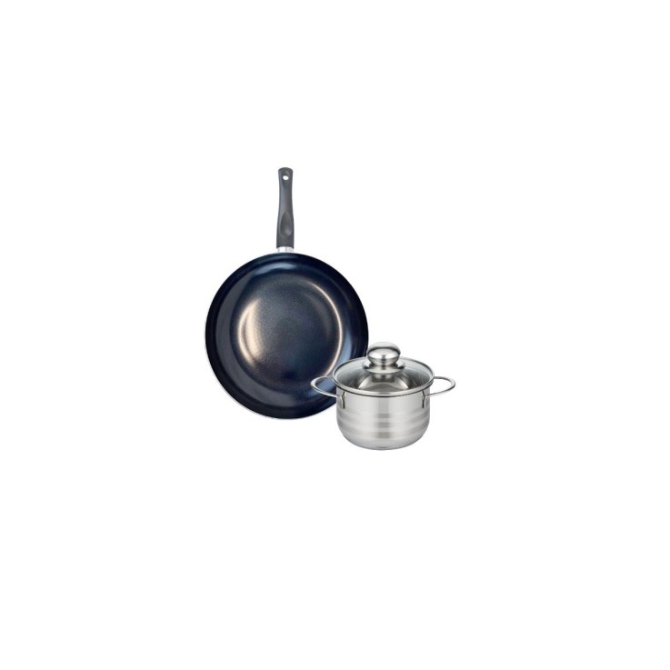 Batterie de cuisine Prima Brillant en aluminium et inox - 20/12 cm - noire