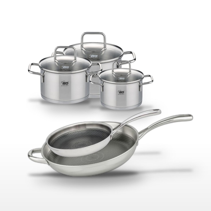 Batterie de cuisine Relief Evolution en inox - 28/32 cm - 12/14/16 cm