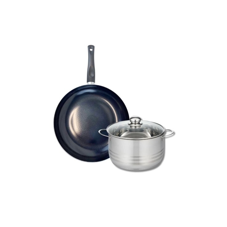 Batterie de cuisine Prima Brillant en aluminium et inox - 28/20 cm - noire