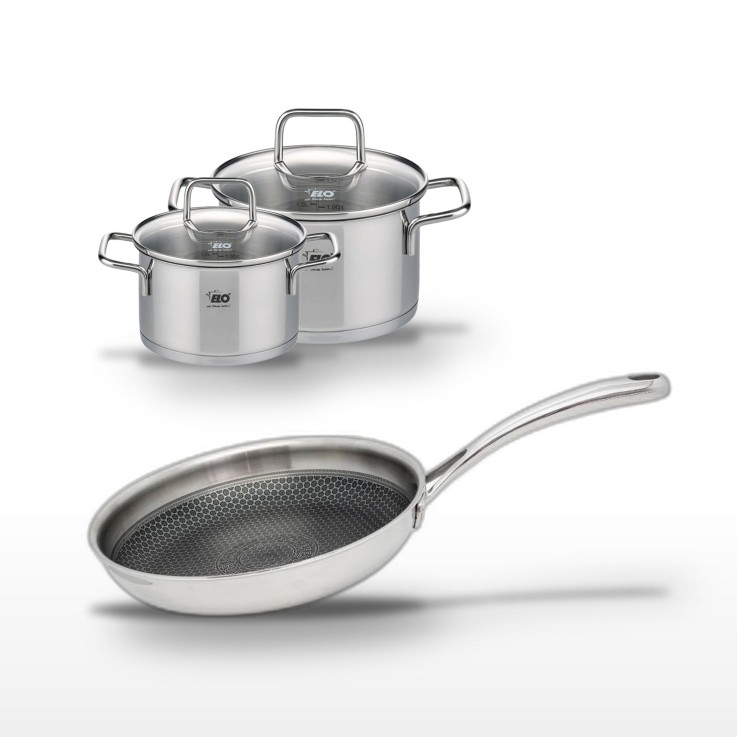 Batterie de cuisine Relief Evolution en inox - 16, 20 et 24 cm