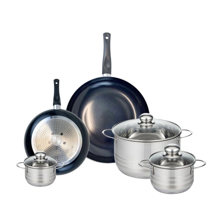 Batterie de cuisine Prima Brillant en aluminium et inox - 5 pièces - noir
