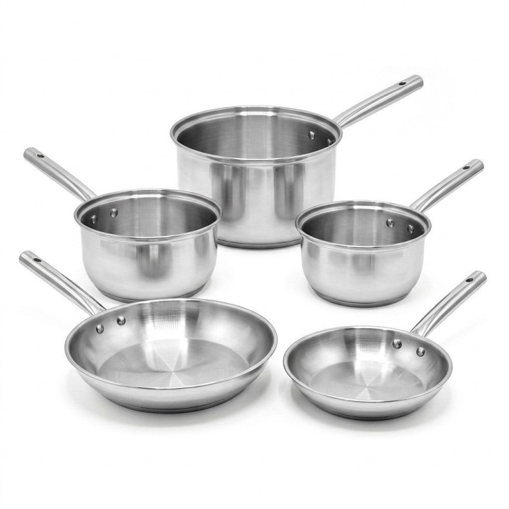 Lot de casseroles et poêles Rhona en inox - 18/20/22 cm et 20/24 cm