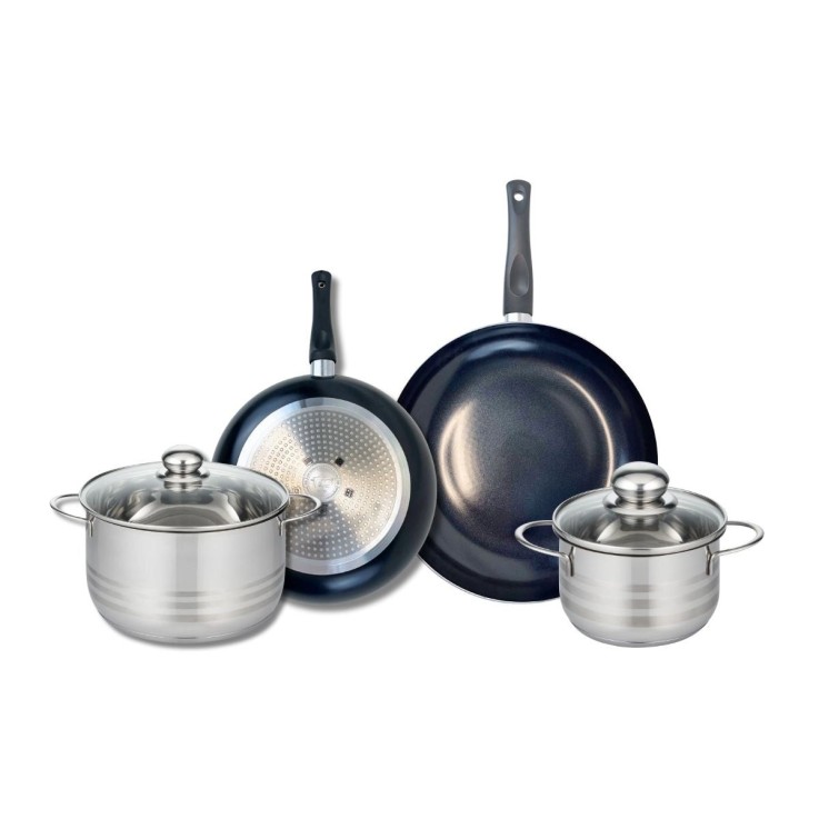 Batterie de cuisine Prima Brillant en aluminium et inox - 24/28 cm - 16/20 cm