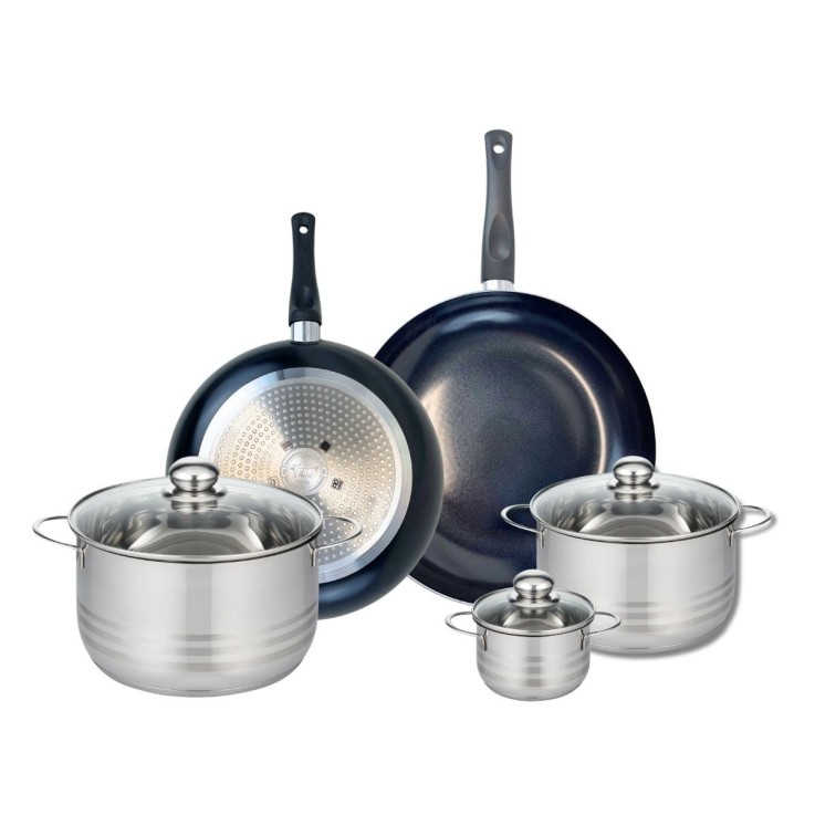 Batterie de cuisine Prima Brillant en aluminium et inox - 5 pièces - noire