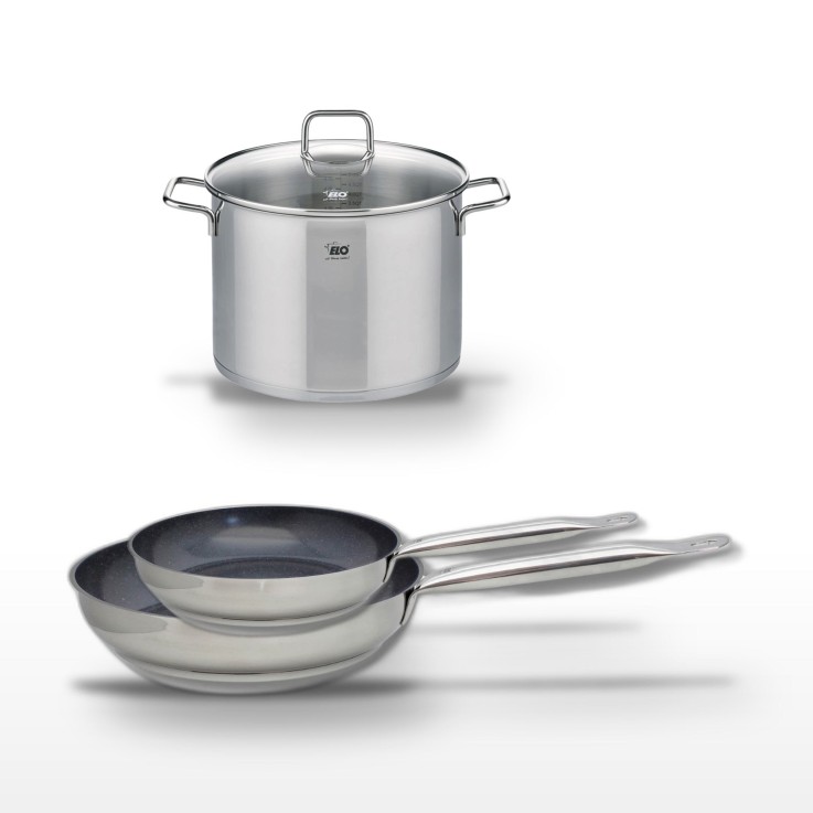 Batterie de cuisine Profi Therm Platinum en inox - 24, 26 et 28 cm - 9,5 L