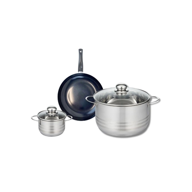 Batterie de cuisine Prima Brillant en aluminium et inox - 20, 12 et 24 cm