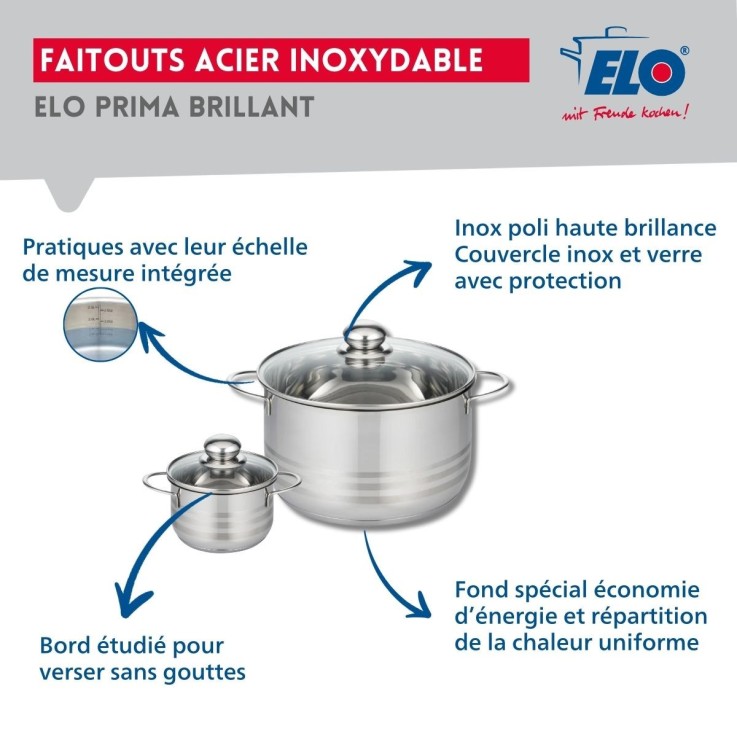 Batterie de cuisine Prima Brillant en aluminium et inox - 20, 12 et 24 cm