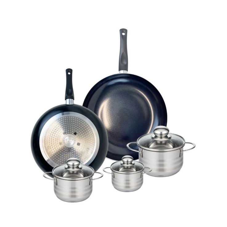 Batterie de cuisine Prima Brillant en aluminium et inox - 5 pièces - noir