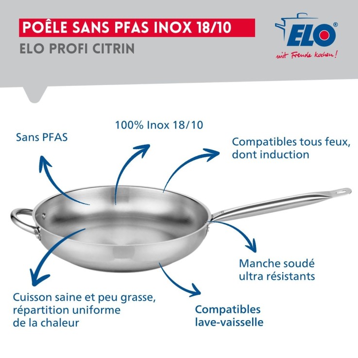 Batterie de cuisine Profi Brillant en inox - 4 pièces - 14 à 32 cm