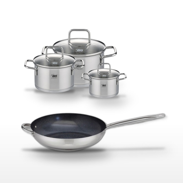 Batterie de cuisine Profi Therm Platinum et Citrin - poêle 32 cm - faitouts 12, 16 et 20 cm