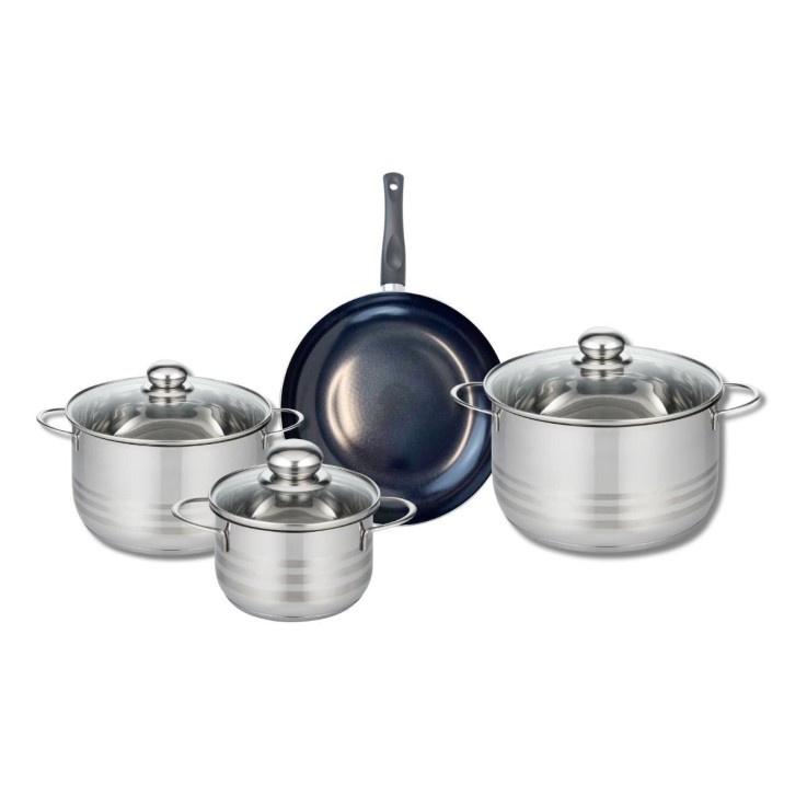 Batterie de cuisine Prima Brillant en aluminium et inox - 16/20/24 cm